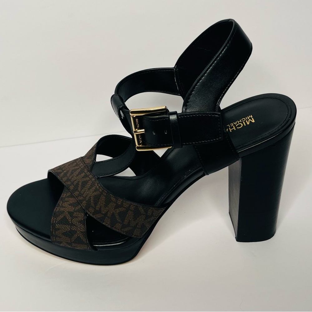 Michael Kors Women's Black and Brown Heeled Sandals